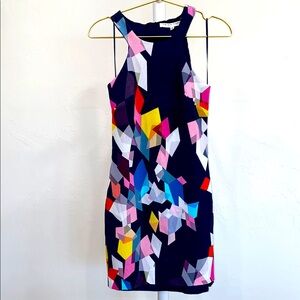 Trina Turk shift dress mod geometric print size 4
